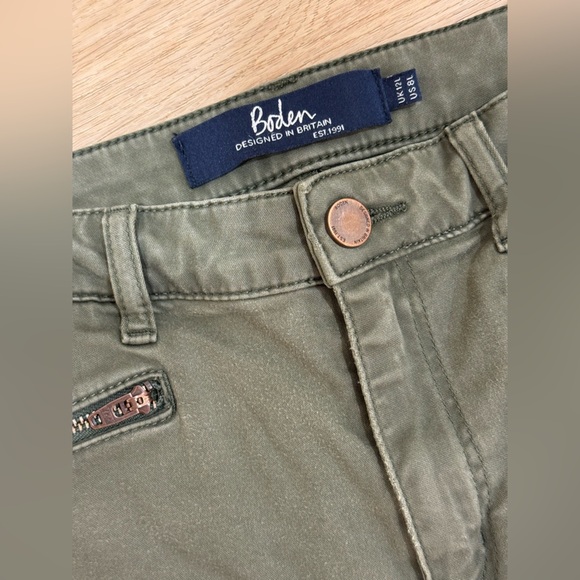 Boden Brighton Biker Skinny Jeans in Marsh Army Green Size 8 Olive Green Moto - Picture 5 of 9